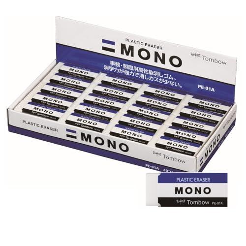 Tombow MONO PE-01A プラスチック消しゴム トンボ(Tombow) 鉛筆 消しゴム MONO モノPE01 40個 PE-01A-40P