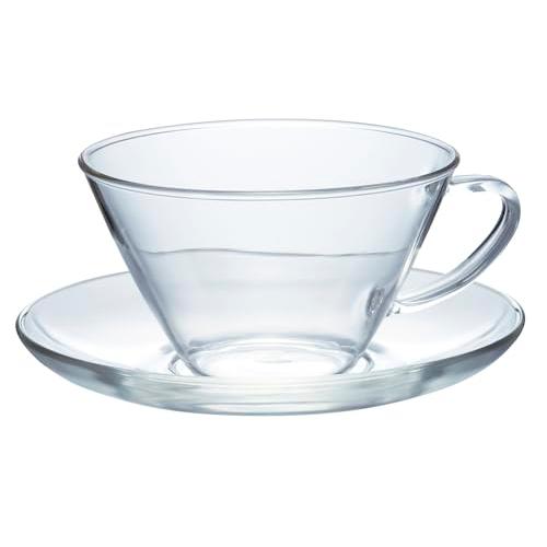 HARIO(ハリオ) 耐熱 カップ & ソーサー ワイド 230ml ティーカップ 