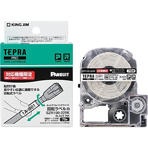 キングジム 【純正】 テプラPROテープカートリッジ カットラベル・パンドウイット 回転ラベル (対応機種:SR-R980専用) 白ラベル/黒文 | 