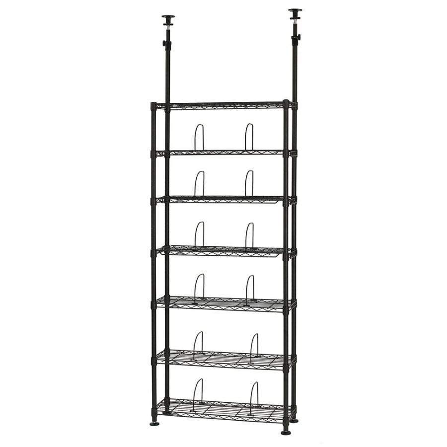 ドウシシャ ルミナス ノワール 突っ張り ラック つっぱり 本棚 7段 幅  