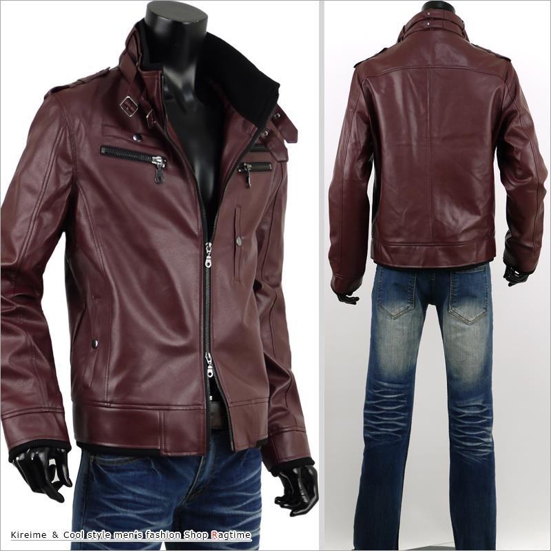 ライダースジャケット 革ジャン メンズ レザージャケット ライダース 合成皮革 白 黒 ホワイト ブラック キャメル ワイン おしゃれ a Ragtime 通販 Yahoo ショッピング