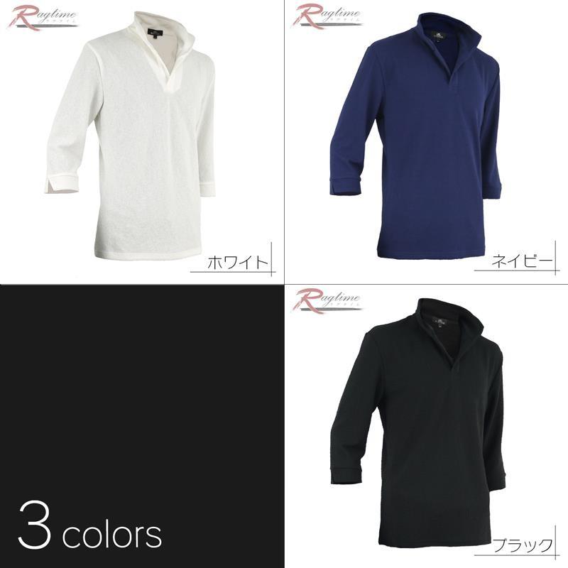 スキッパーポロシャツ 7分袖 七分袖 ポロシャツ メンズ サマーシャツ イタリアンカラー B01070903｜rag001｜02