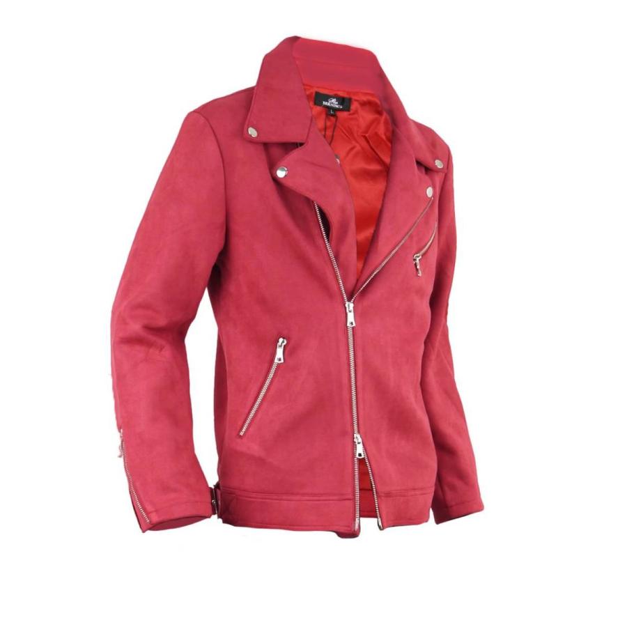 赤 スエード ライダースジャケット ダブルライダース 本革 ライダースジャケット メンズ レザー