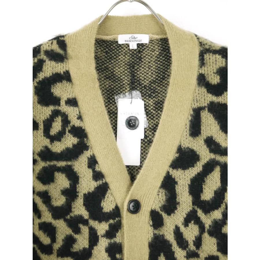 ニットカーディガン ヒョウ柄 メンズ モヘア 豹柄 ふわふわ アクリル