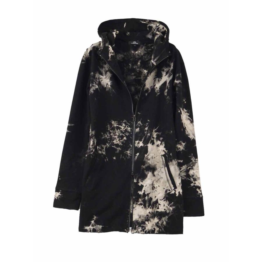 ロングパーカー メンズ タイダイ ムラ染め カットオフ ロング丈