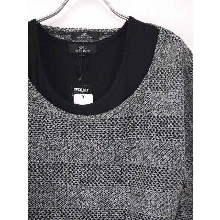 ニット メッシュ メンズ サマーニット トップス Tシャツ タンクトップ ２枚 レイヤード お洒落 B060403-02 ニット メッシュ メンズ サマーニット トップス Tシャツ タンクトップ