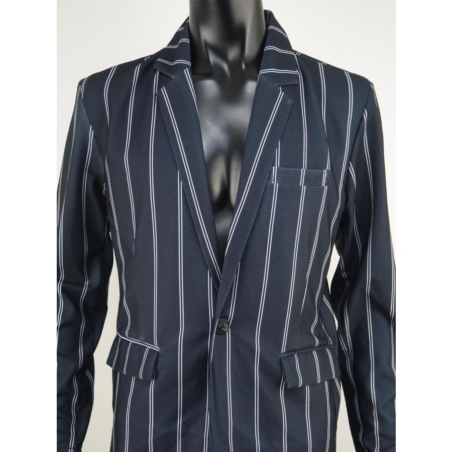 テーラードジャケット メンズ ストライプ ストレッチ ジャケット 大人