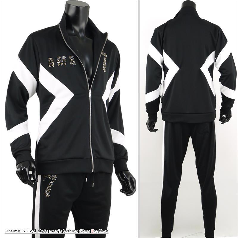 ジャージ 上下 メンズ セットアップ スウェット ラインストーン