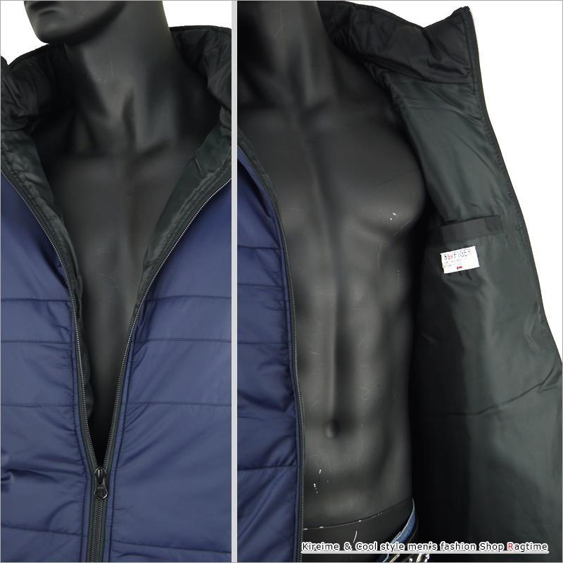 中綿ジャケット 大きいサイズ メンズ 冬アウター バイカラー 配色 H by