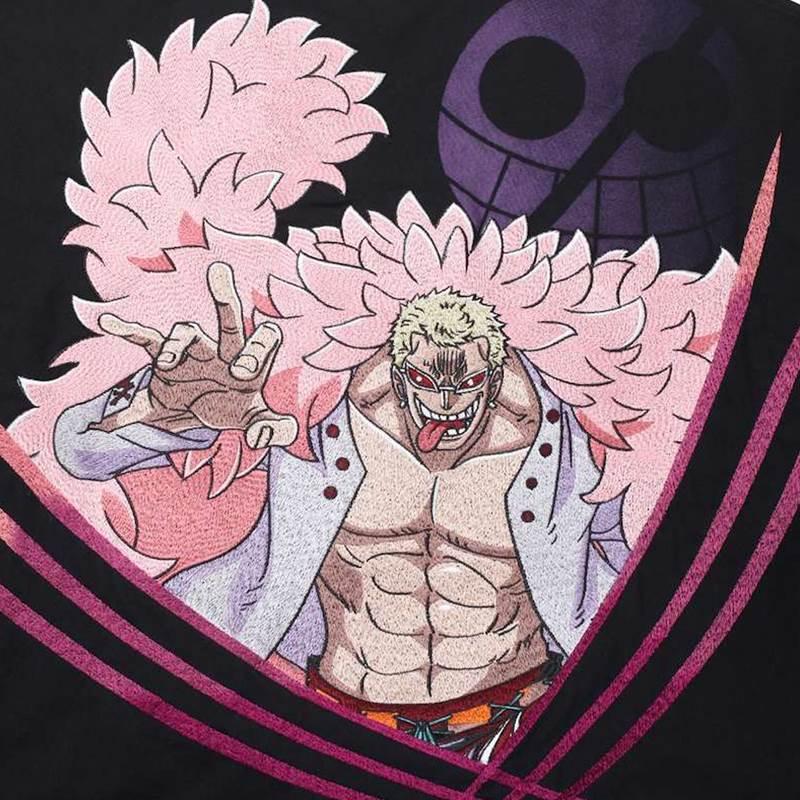 絡繰魂×ONE PIECE ドフラミンゴ長袖Tシャツ cr4 絡繰魂 ドンキホーテ・ドフラミンゴ刺繍長袖Tシャツ カラクリ
