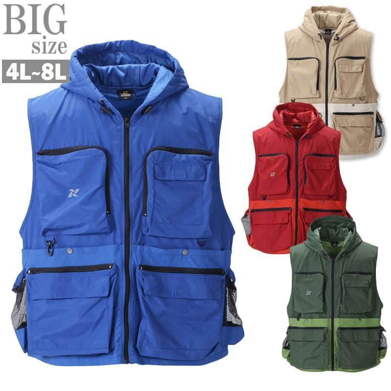 ベスト 大きいサイズ メンズ キャリーベスト TULTEX 多機能 フード フルジップ 登山 キャンプ C030903-08 ベスト 大きいサイズ メンズ キャリーベスト TULTEX 多機能 フード