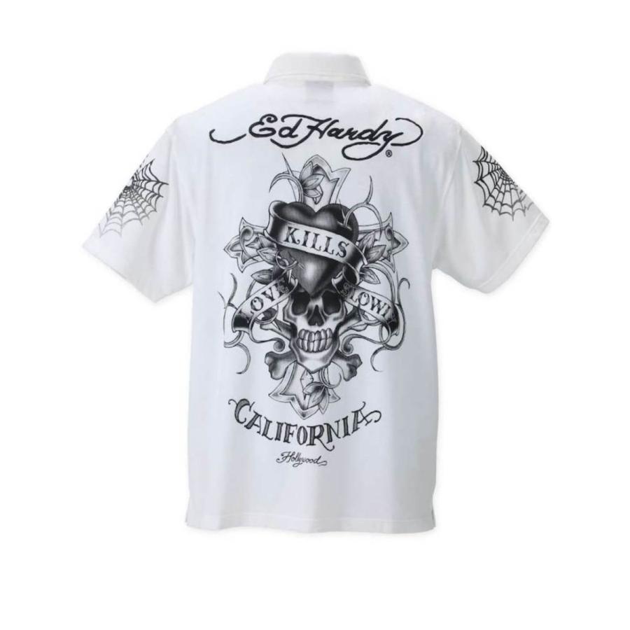 プリント ポロシャツ 大きいサイズ メンズ 半袖 ドクロ スカル ハート