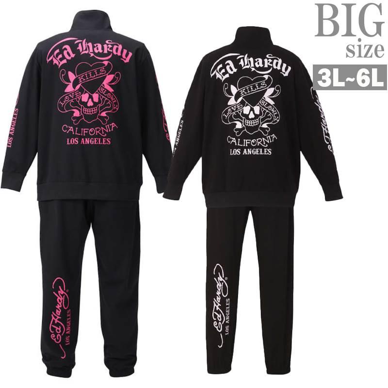 メンズL ジャージフルスーツ 春&秋用 ジャージ 上下 大きいサイズ メンズ ED HARDY ドクロ スカル