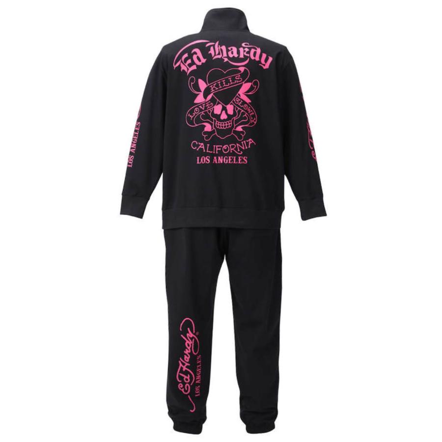 タイムセール Ed Hardy スカルプリント パープルカジュアルパンツ ジャージ 上下 大きいサイズ メンズ ED HARDY ドクロ スカル プリント