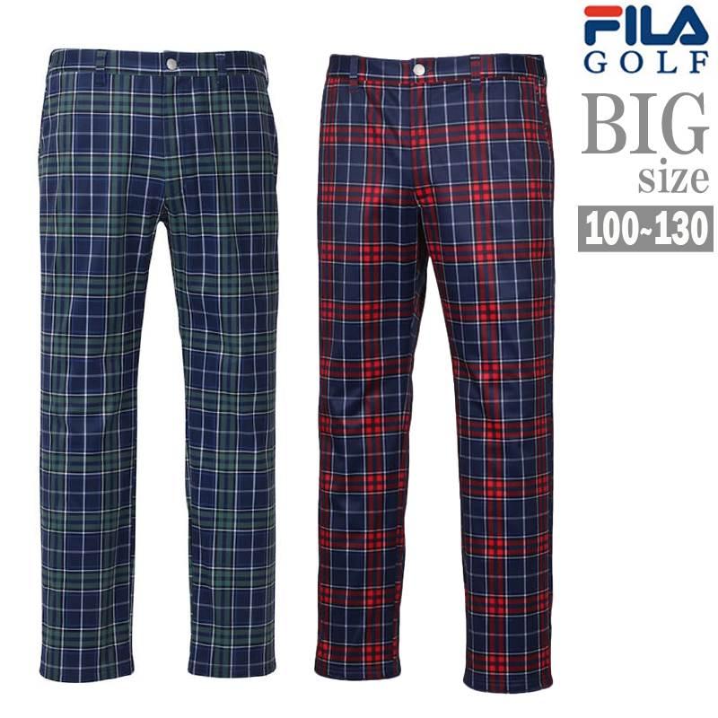 チェリーフィラゴルフ♡大きいサイズ　チェック柄ゴルフパンツ　グレー ゴルフパンツ チェック柄 大きいサイズ メンズ FILA GOLF フィラ