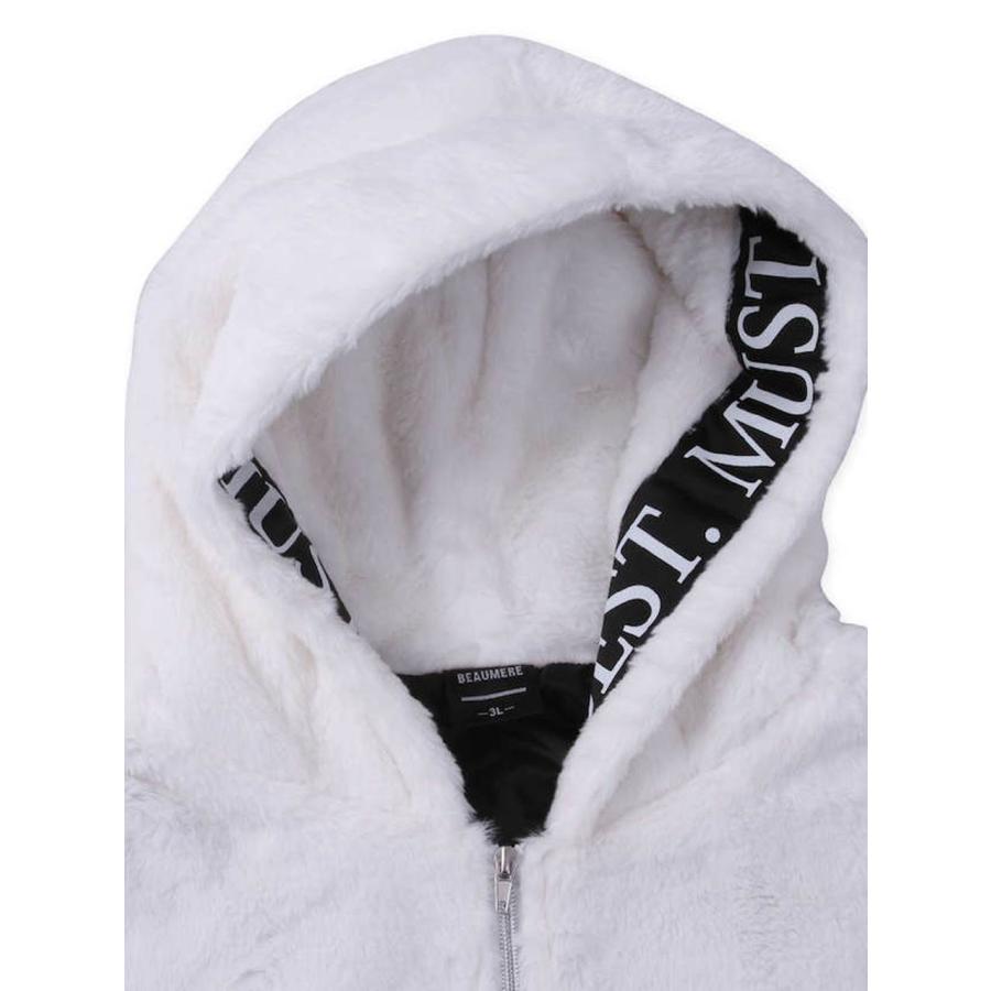 ボアパーカー 大きいサイズ メンズ ジップパーカー ワッペン 刺繍