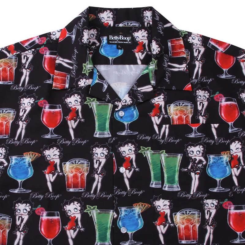 総柄シャツ 半袖 大きいサイズ メンズ 開襟シャツ BETTY BOOP 接触冷感