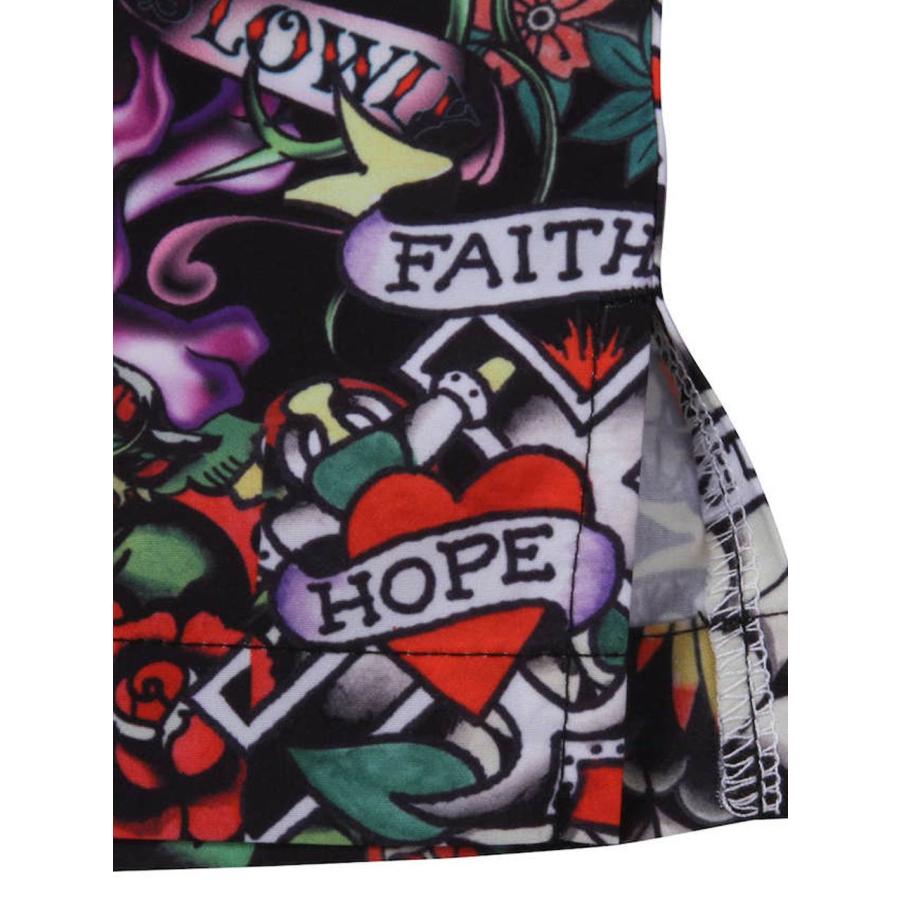 総柄シャツ 半袖 大きいサイズ メンズ 開襟シャツ ドクロ ED HARDY