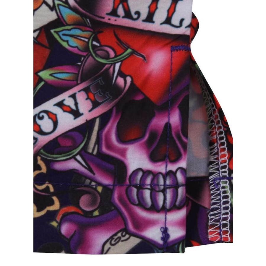 総柄シャツ 半袖 大きいサイズ メンズ 開襟シャツ ドクロ ED HARDY 接触冷感 オープンカラー C050225-03 総柄シャツ 半袖 大きいサイズ メンズ 開襟シャツ ドクロ ED HARDY