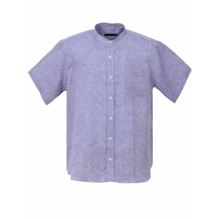 リネンシャツ 半袖 大きいサイズ メンズ 麻シャツ バンドカラー 胸ポケット 日本製 春夏 C050516-04｜rag001｜04