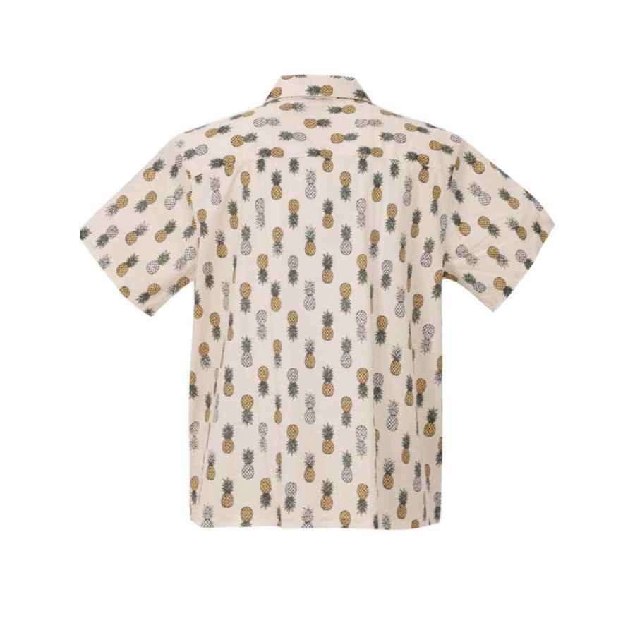 開襟シャツ メンズ 半袖 オープンカラー パイナップル 総柄 デザイン サマーシャツ おしゃれ C050606-01 開襟シャツ メンズ 半袖 オープンカラー パイナップル 総柄 デザイン