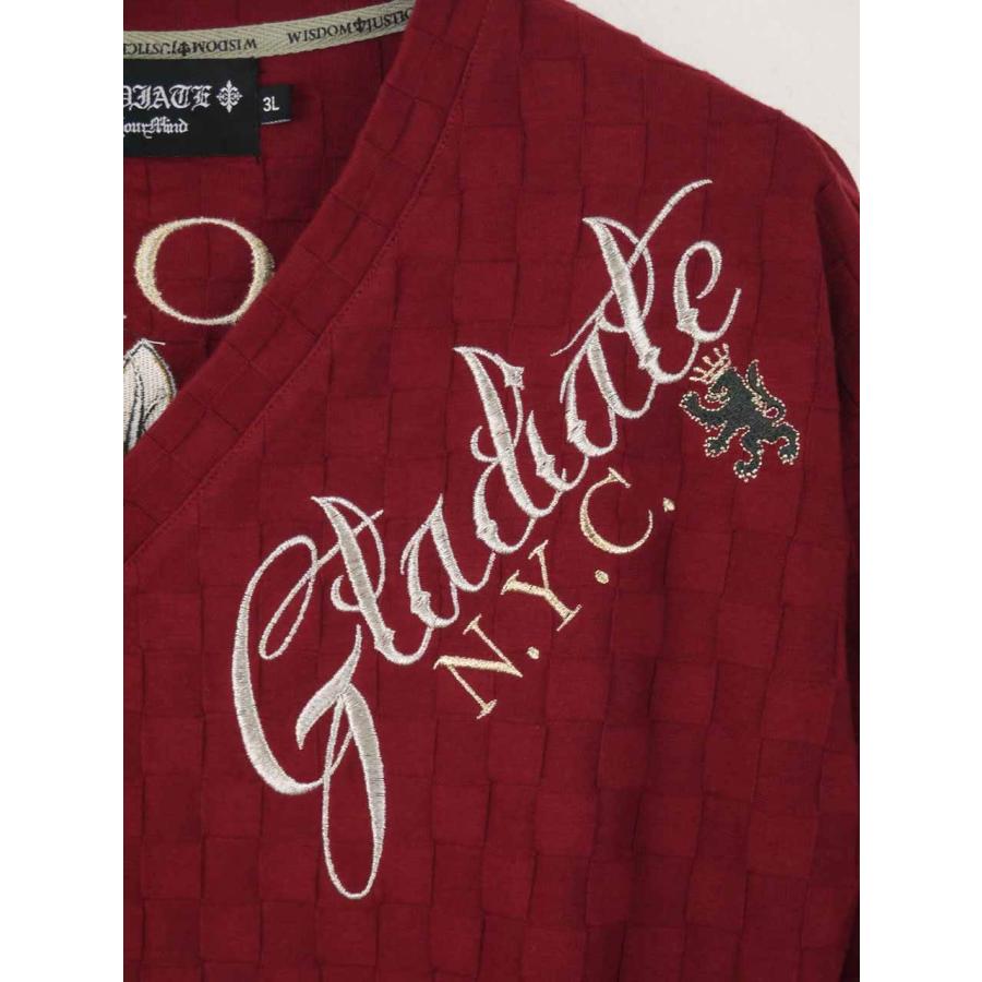 長袖Tシャツ 大きいサイズ メンズ クロス 刺繍プリント ブロック