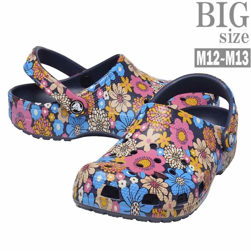 CROCS 大きいサイズ メンズ クロックス サンダル 花柄 総柄 CLASSIC