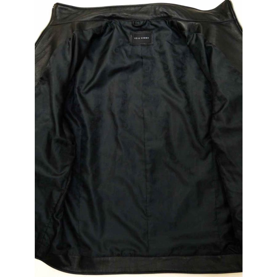レザージャケット 大きいサイズ メンズ 羊革 シープレザー TETE HOMME レザーブルゾン C051111-04 レザージャケット 大きいサイズ メンズ 羊革 シープレザー TETE HOMME