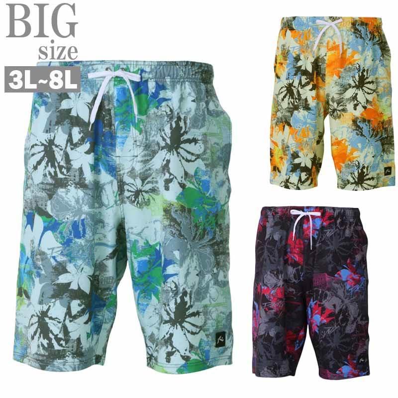 サーフパンツ 花柄 大きいサイズ メンズ 4WAY ストレッチ 総柄 デザイン 海パン サポーター C060116-02 サーフパンツ 花柄 大きいサイズ メンズ 4WAY ストレッチ 総柄