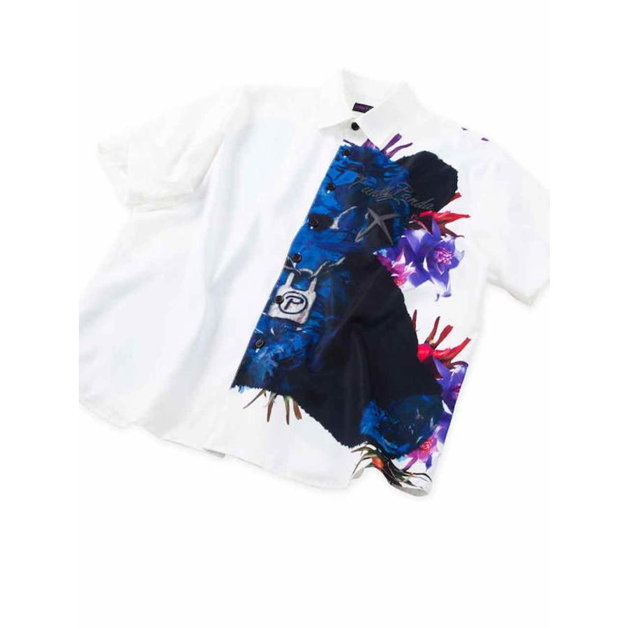 半袖シャツ 大きいサイズ メンズ ボタニカル柄 パンダ プリント 可愛い デザイン カジュアル C060319-04 半袖シャツ 大きいサイズ メンズ ボタニカル柄 パンダ プリント 可愛い