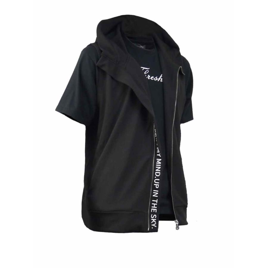 ノースリーブパーカー Tシャツ 大きいサイズ メンズ アンサンブル ２枚組 セット IN THE ATTIC C060325-01 ノースリーブパーカー Tシャツ 大きいサイズ メンズ アンサンブル 2枚