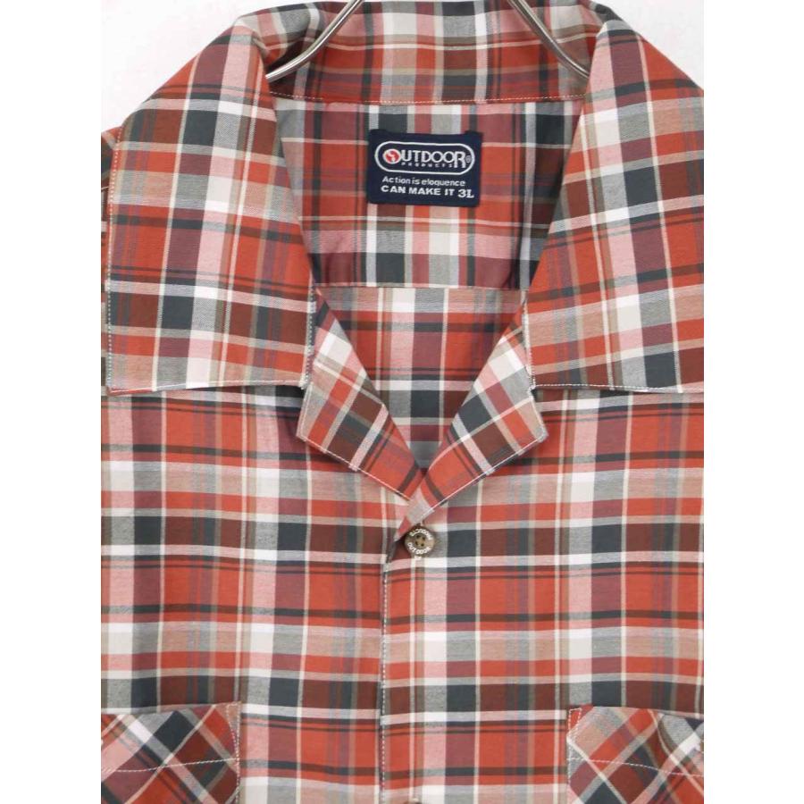 チェックシャツ 半袖 大きいサイズ メンズ オープンカラー 開襟シャツ サマーシャツ OUTDOOR C060419-04｜rag001｜06