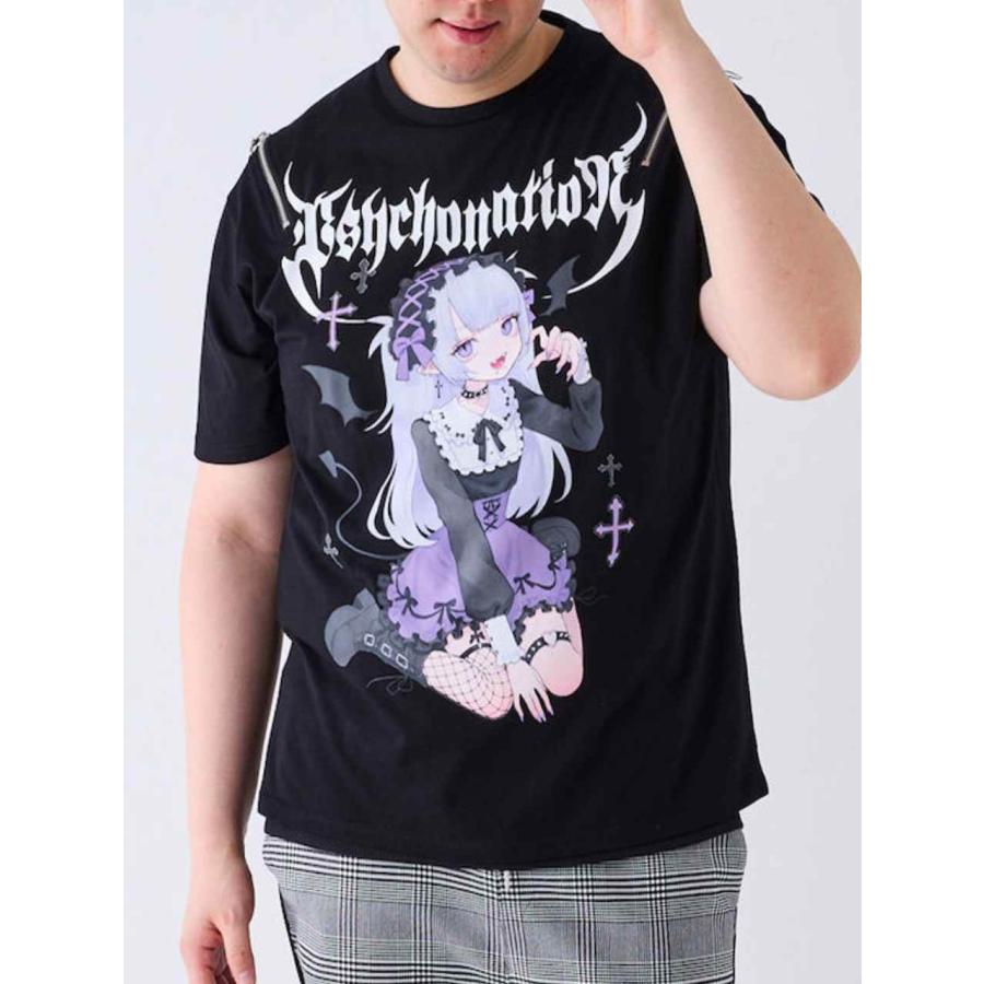 寝田ルネ×PSYCHO NATION(サイコネーション) デビルロンT サイズL 寝田ルネ×PSYCHO NATION(サイコネーション) デビルTEE BLACK