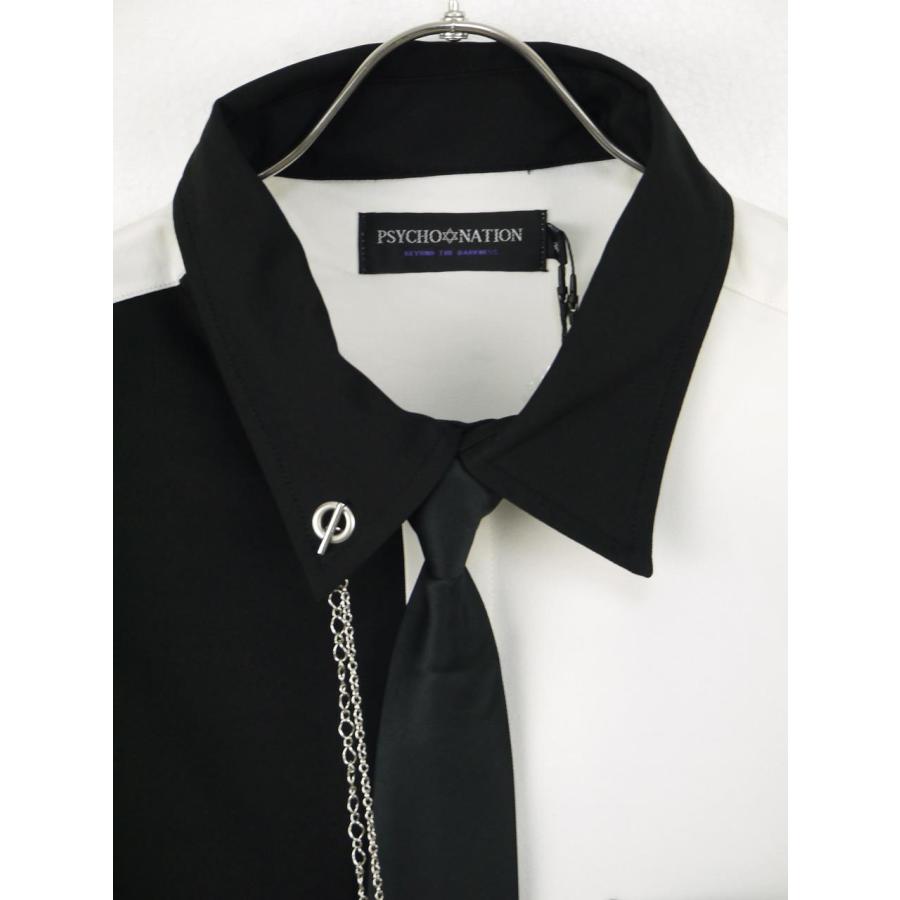 デザインシャツ 長袖 大きいサイズ メンズ ネクタイ チェーン お洒落