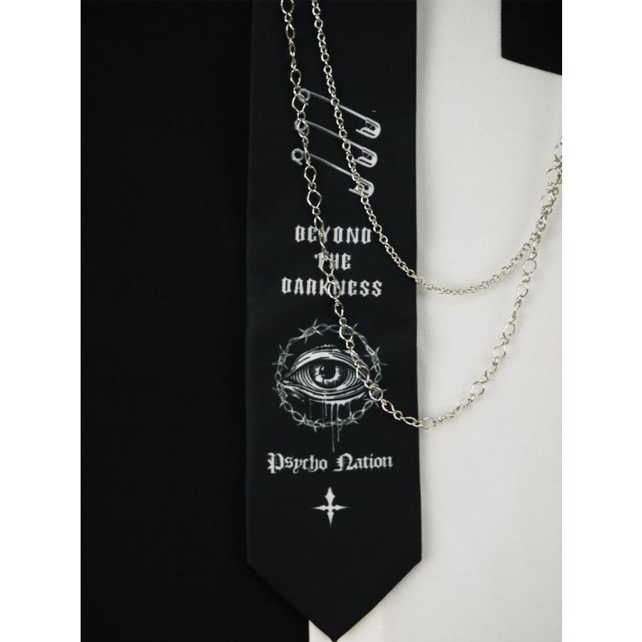 デザインシャツ 長袖 大きいサイズ メンズ ネクタイ チェーン お洒落