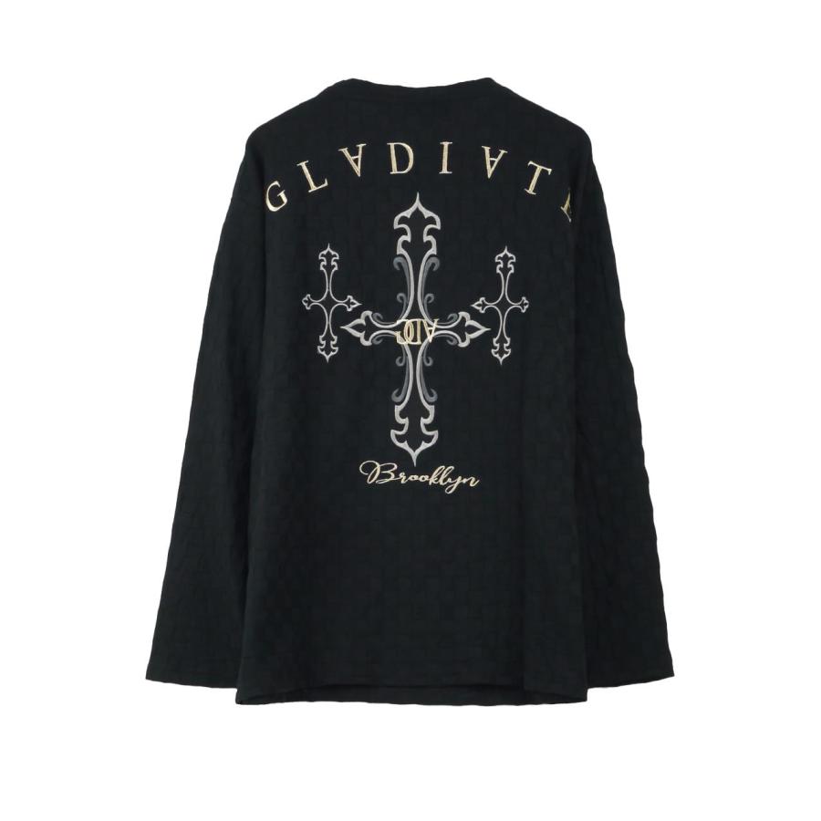 長袖Tシャツ Vネック 大きいサイズ メンズ GLADIATE クロス刺繍 ロンT