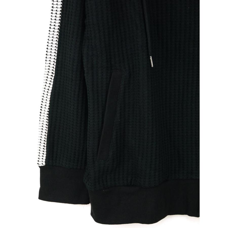 ジップパーカー 大きいサイズ メンズ 袖ライン ワッフル切替 ニット