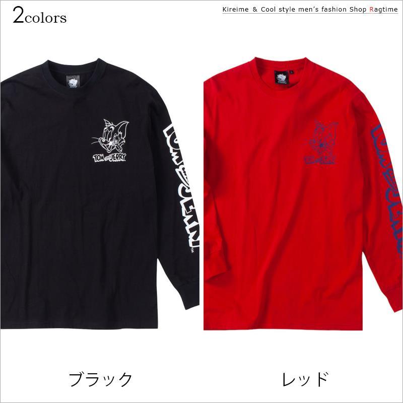 希少古着トムとジェリー×ファイヤーパターン ブラックロンTカットソー トム&ジェリープリントロンT メンズ Tシャツ[品番：ZONK0006884