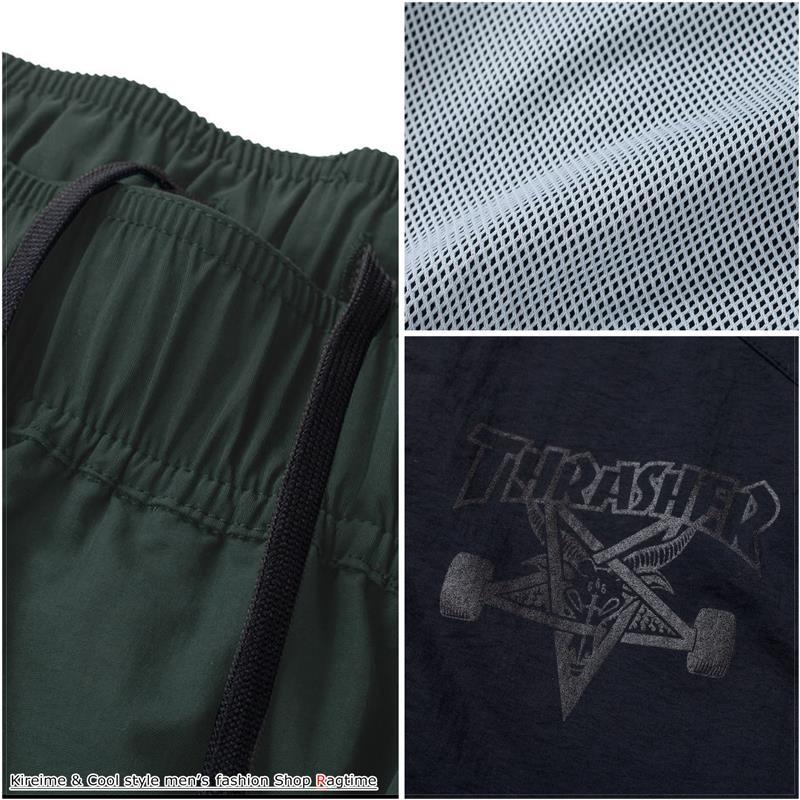 ナイロンパンツ 大きいサイズ メンズ THRASHER 裏メッシュ 配色切替え