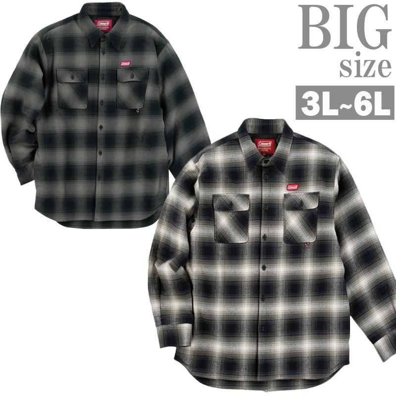 シャツジャケット 裏キルト チェック柄 大きいサイズ メンズ Coleman 長袖 ビッグサイズ C061103-04 シャツジャケット 裏キルト チェック柄 大きいサイズ メンズ Coleman