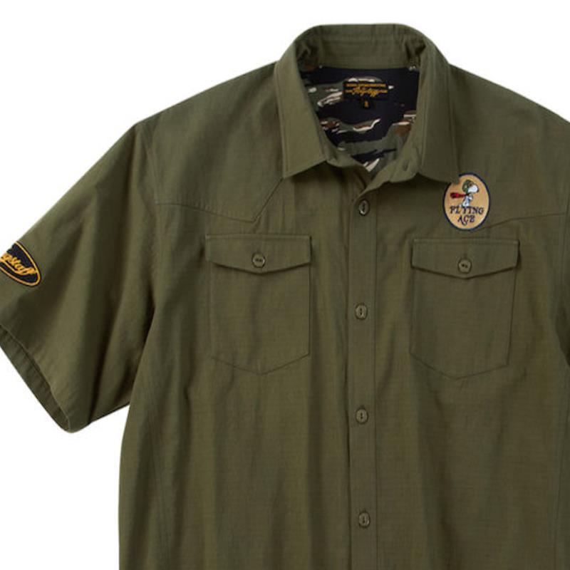 ミリタリーシャツ 半袖 スヌーピー 大きいサイズ メンズ SNOOPY 刺繍