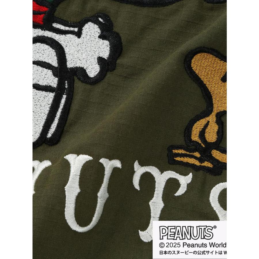 ミリタリーシャツ 半袖 スヌーピー 大きいサイズ メンズ SNOOPY 刺繍