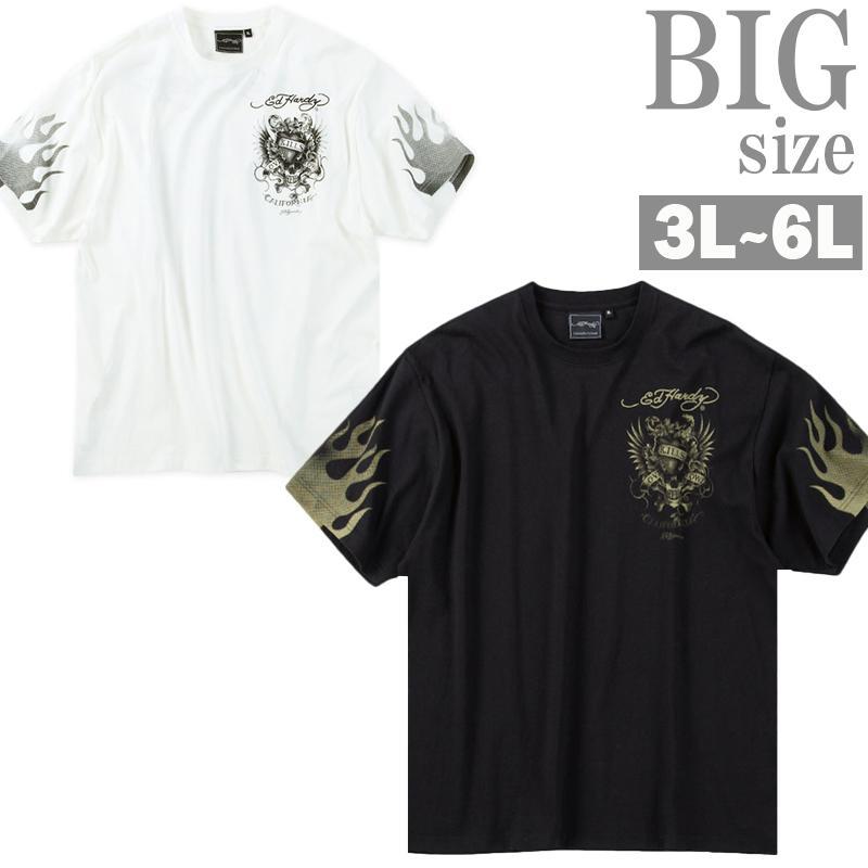 エドハーディ　ドクロTシャツ オーバーサイズ Tシャツ エドハーディ 大きいサイズ メンズ ED HARDY プリントTシャツ