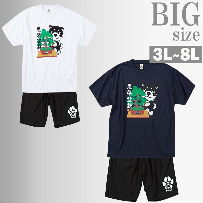 Tシャツ ハーフパンツ 上下 セットアップ 大きいサイズ メンズ 黒柴印