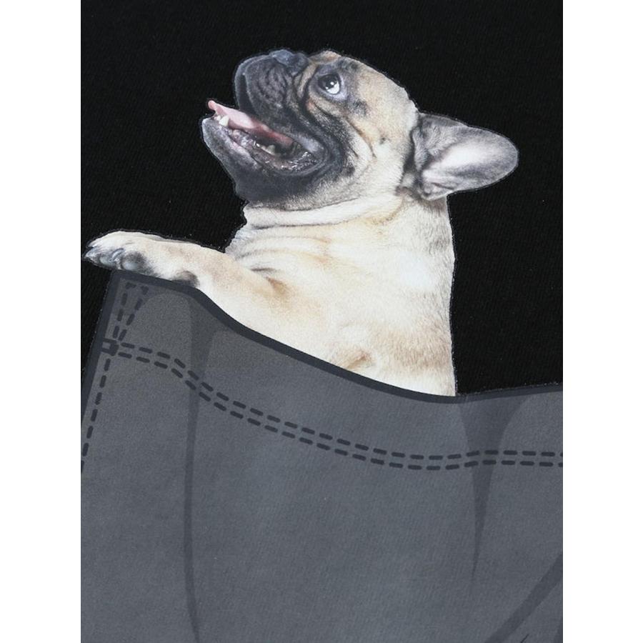 Tシャツ トリックアート 大きいサイズ メンズ ブルドッグ 犬 クルー