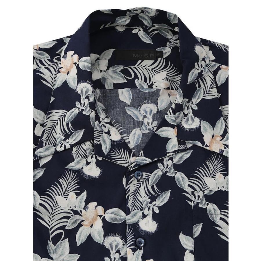 アロハシャツ 花柄 大きいサイズ メンズ 総柄 オープンカラー 胸