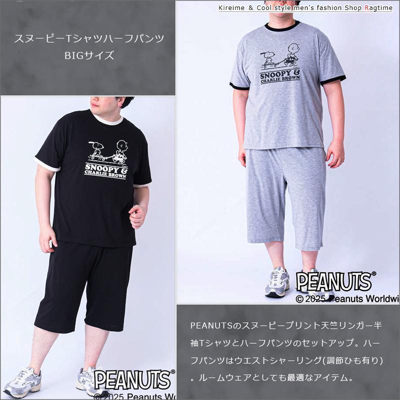 Tシャツ 上下 スヌーピー 大きいサイズ メンズ SNOOPY セットアップ 夏