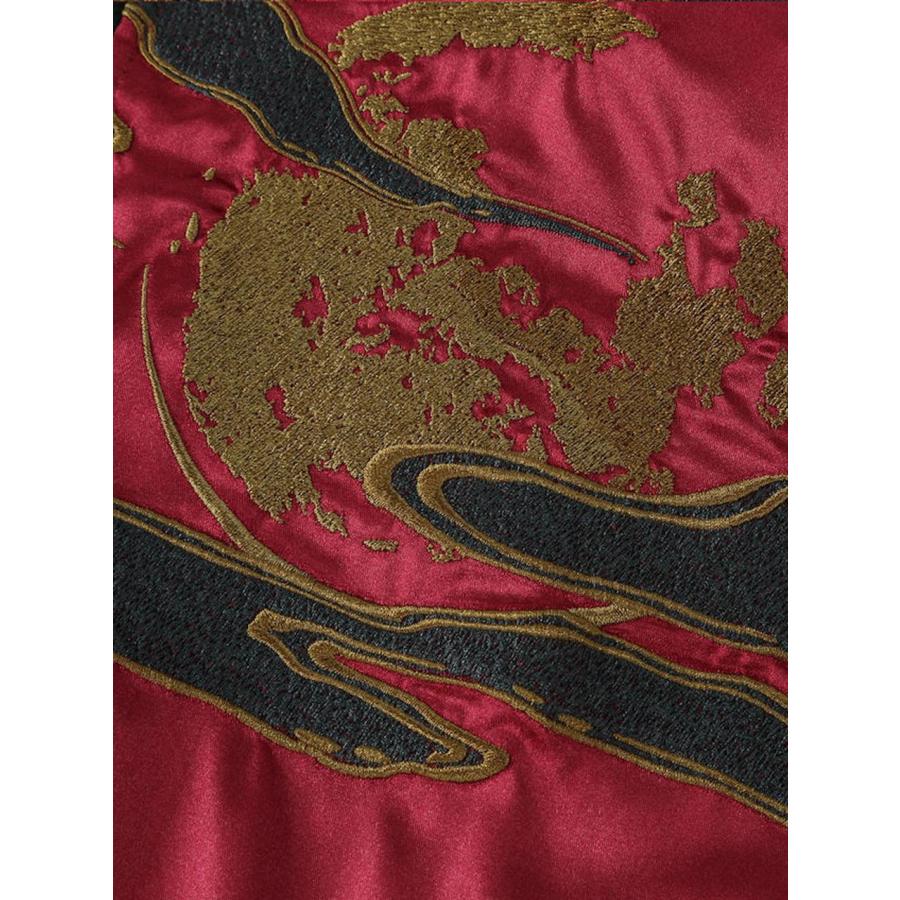 スカジャン 大きいサイズ メンズ リバーシブル 和柄 刺繍 猫又 絡繰魂 サテン キャット C070827-01の画像