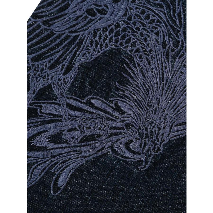 デニムパンツ 和柄 鳳凰 大きいサイズ メンズ 刺繍 プリント 絡繰魂 ジーンズ ジーパン C070831-08の画像