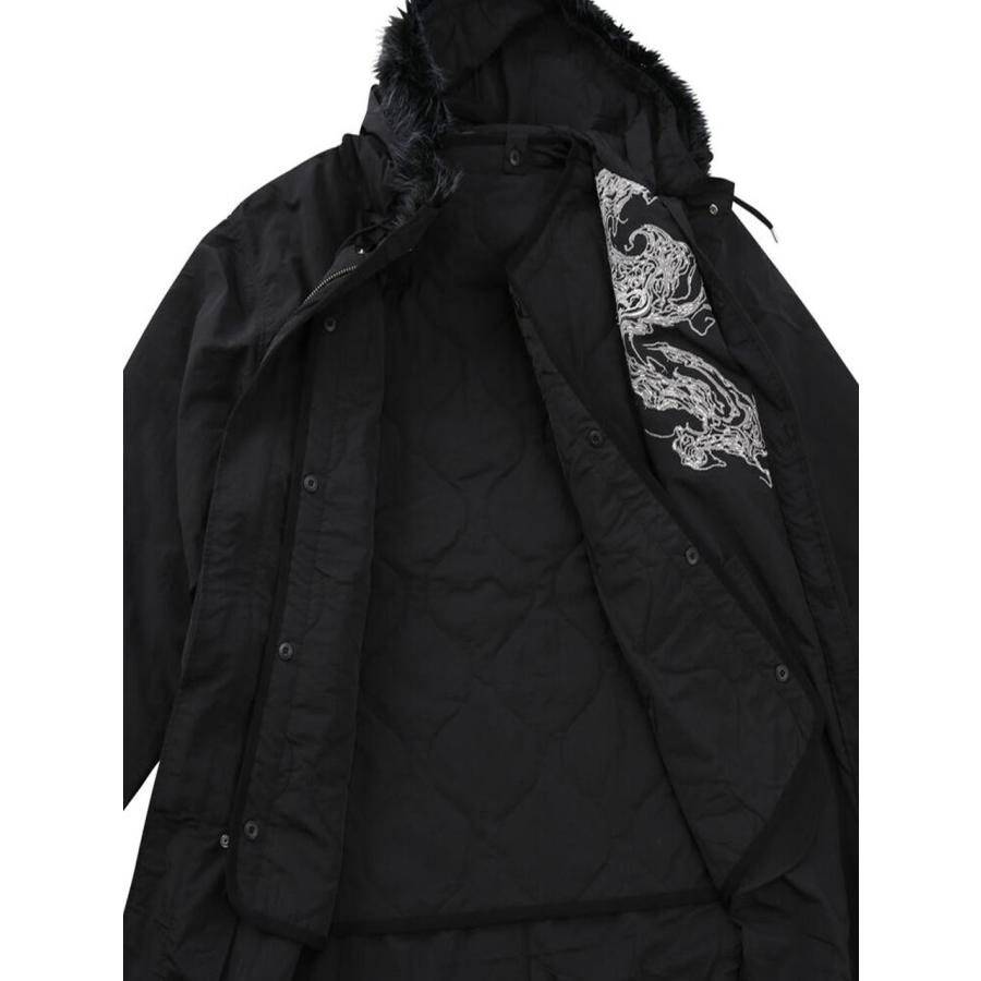 モッズコート 大きいサイズ メンズ DAKU カラス 刺繍 フードファー